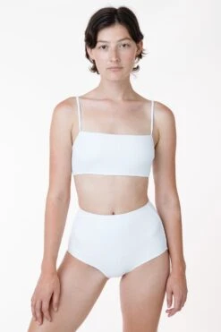 RRS075 - The Ribbed Minimalist Crop Swim Top -Builtd Store whitetop