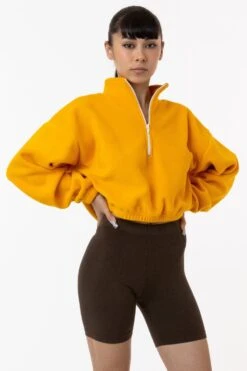PF306 - Cropped Polar Fleece Half Zip Pullover -Builtd Store yumi gold1